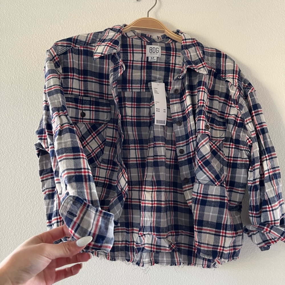 Brand new White and blue Cropped Flannel from Urban Outfitters / BDG